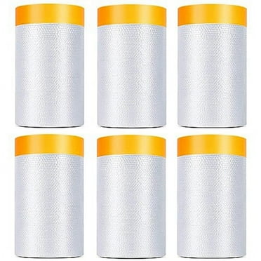 6 Pack Tape and Drape, 1.8X62.3 Ft Pre-Taped Masking Film