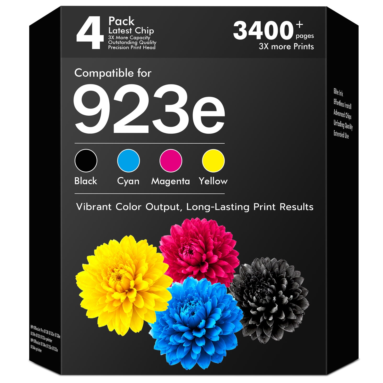 923 Ink Cartridges Compatible for HP 923 Ink Cartridges 4 pack 923e OfficeJet Pro 8130e 8135e 8125e 8120e 8122e 8138e 8139e 8120 8130 Printers