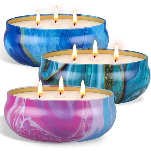 55 OZ Citronella Candles Outdoor, Soy Wax Scented Candle Set 3 Wick | 3 x 18.5 Oz Aromatherapy Candle Bulk for Home Patio Yard Garden Camping BBQ