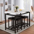 thumbnail image 2 of 5 Piece Counter Height Dining Set, Industrial Dining Room Table Sets, Rectangle Pub Table Set with 4 Padded Stools, Breakfast Nook Table Set, 47.2'' L X 23.62'' W X 36.42'' H, TE209, 2 of 10