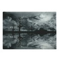 thumbnail image 1 of Landscape Cutting Board, 3D Graphic Fantasy Land at Night Cloudy Sky Moon Trees Water Reflection, Decorative Tempered Glass Cutting and Serving Board, Large Size, Black White Grey, by Ambesonne, 1 of 1