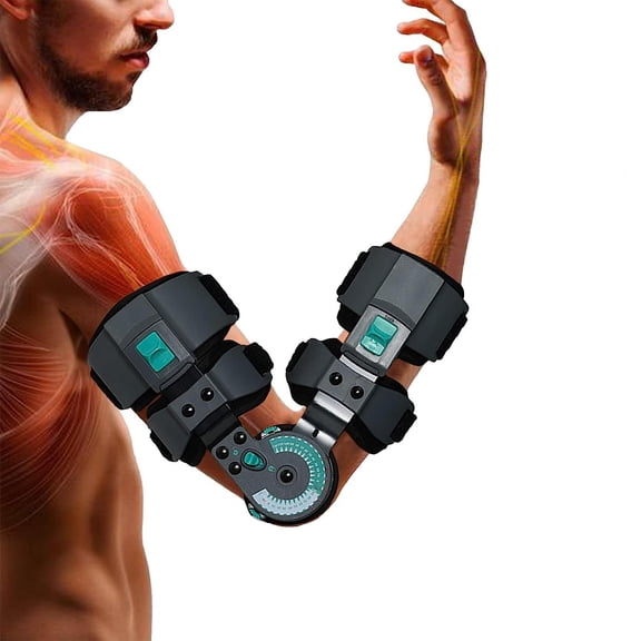 Orthomen Hinged ROM Post Op Elbow Brace Adjustable Telescoping Injury Recovery Pain Relief （Right）
