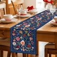 thumbnail image 5 of Navy Blue Flowers Table Runner 108 Inches Long Farmhouse Dress Scarves, Spring Vintage Floral Leaves Farmhouse Dining Tablerunner for Coffee Table/Kitchen Island/Party Décor, 13" x 108", 5 of 8