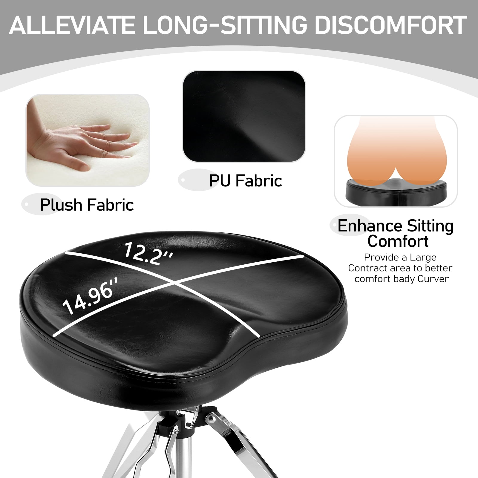Ktaxon Adjustable Drum Throne Stool with Backrest, 360° Rotating, Heart-Shaped Cushion, Brown