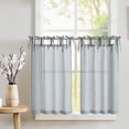thumbnail image 1 of Cortinas de cocina Jinchan con lazo en la parte superior de lino, 36 cm de longitud, color azul, 2 paneles, 1 of 9