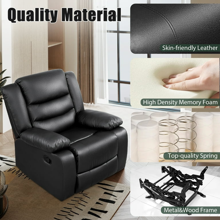 TrumanPick Manual Recliner Rocker Chair, Leather Rocker Recliner