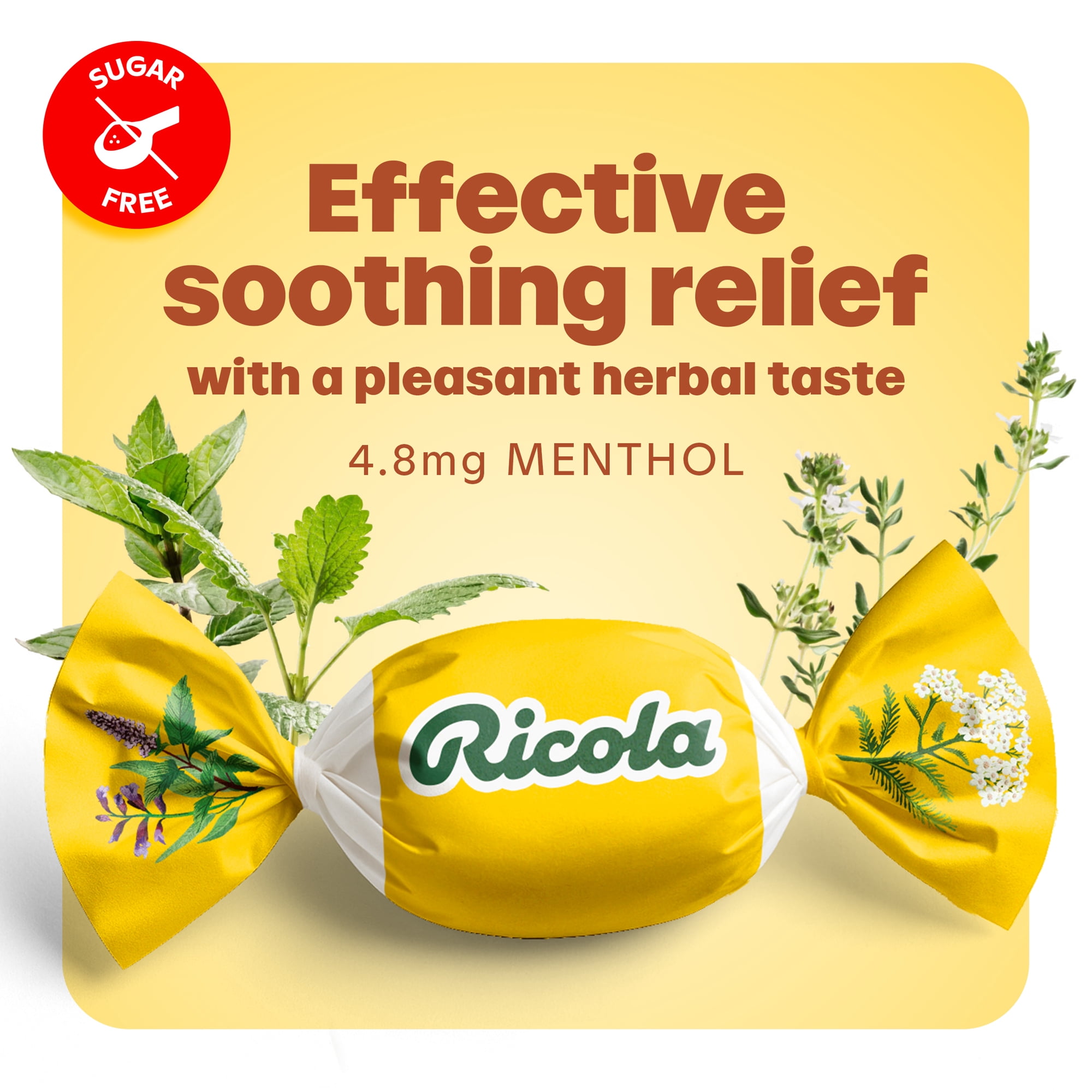 Ricola Sugar-Free Original Herb Cough Drops, Throat Relief & Cough Suppressant, 45 Count