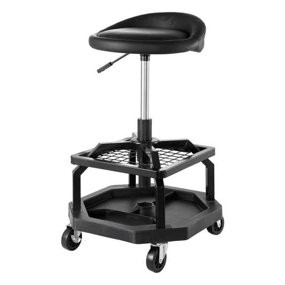 VEVOR Rolling Shop Stool, Pneumatic Garage Seat/Work Stool with 300 lbs Capacity, Adjustable Height Roller Creeper Seat, 360° Swivel Padded Workshop Stool with Casters