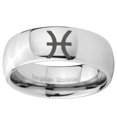 thumbnail image 2 of Tungsten Pisces Zodiac 8mm Mirror Gray Polished Dome Men Ring, 2 of 2