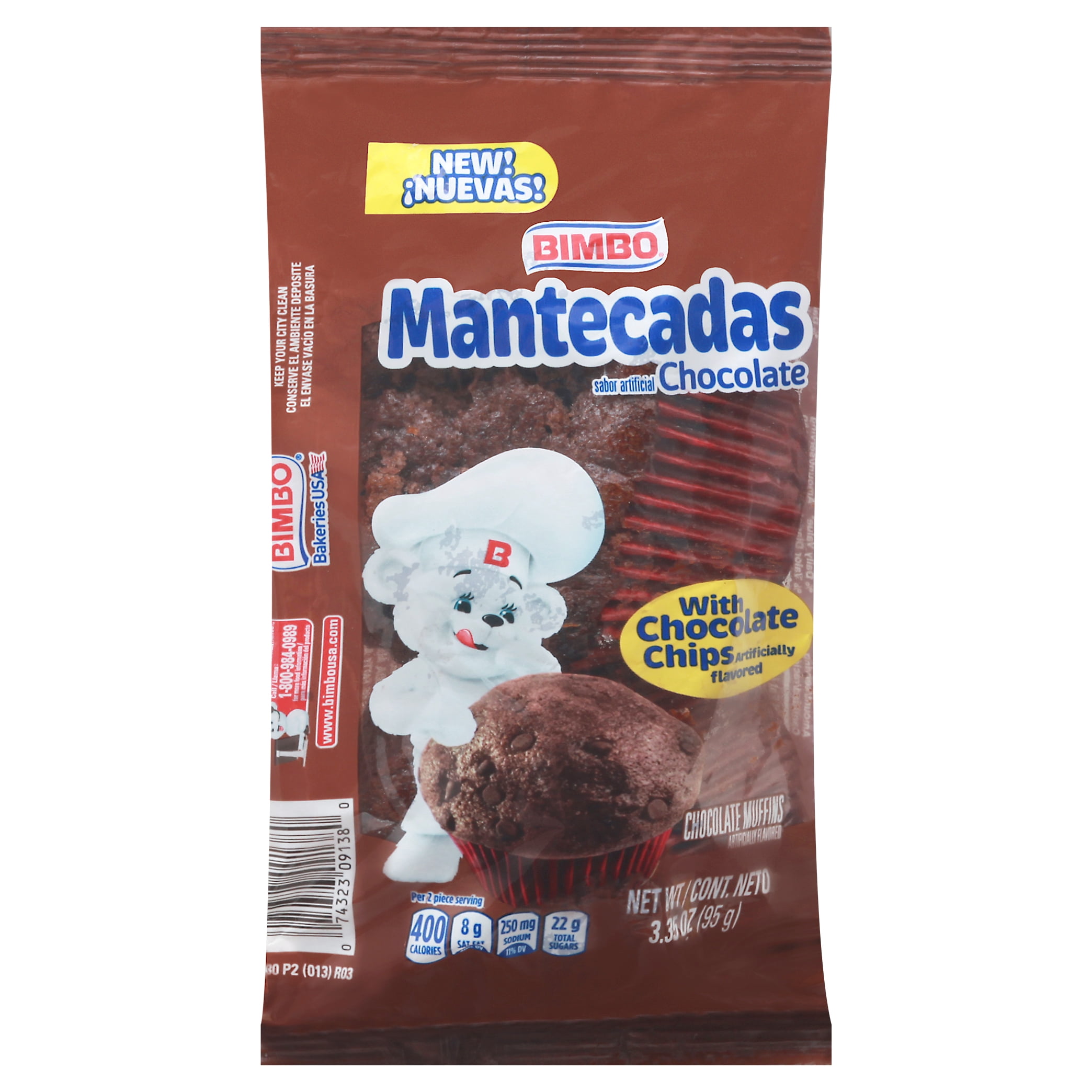 Bimbo Mantecadas Chocolate Muffins, Individually Wrapped, 2 count, 3.35 oz