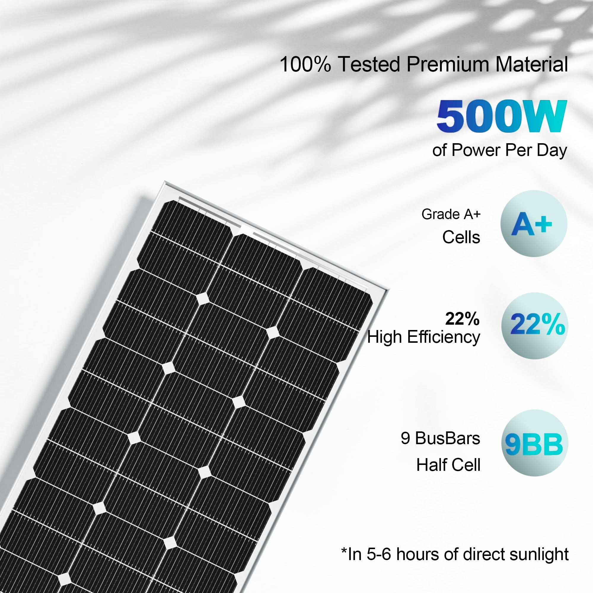 Amobro N-Type 100 Watt Solar Panel 12V, 25% High-Efficiency, Solar Panel for Power Station, RV, Cabin, Off-Grid Applications