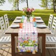 thumbnail image 4 of Table Runners 72 Inches Long Dress Scarves, Watercolor Floral Truck Farmhouse Kitchen/Dining Table Runner, Coffee Tablerunners, Spring Garden Butterflies Pink Plaid 14x72 Inch, 4 of 9