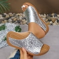 thumbnail image 6 of Sandals for Women 2025 Womens Platform Sandals Espadrille Wedge Strap Studded Open Toe Womens under 15 Wedge Strap Wide for Women Size 11w Soft Size 8 Women's On Platform Silver 8, 6 of 9