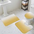 thumbnail image 2 of Abstract Texture Bathroom Rugs Set Classic Yellow Gradient Line Non Slip Absorbent Soft Bath Mats 3 Piece Set with Bathroom Rug, U-Shaped Floor Mat, Toilet Seat Cover Large Size, 2 of 9