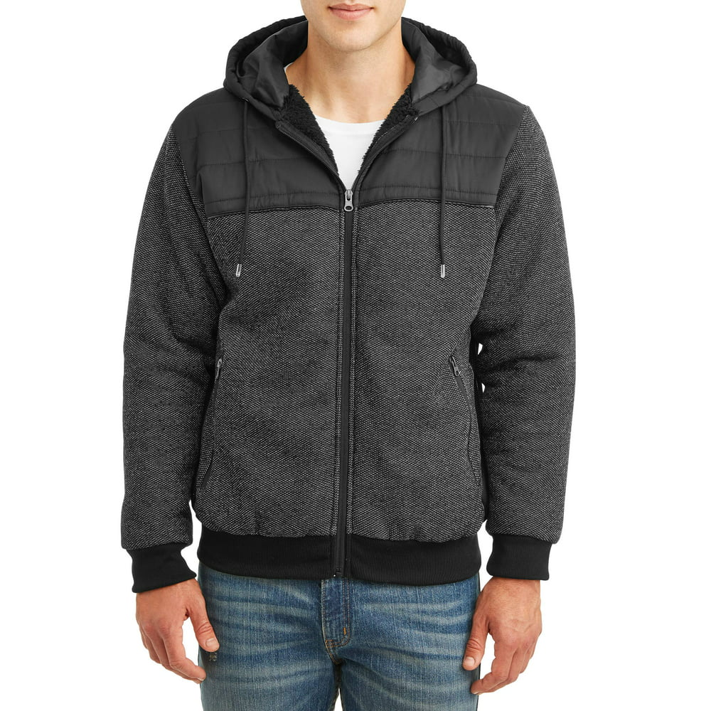 PNW - PNW Men's Full Zip Sweater Fleece Hood Jacket with Nylon Piercing ...