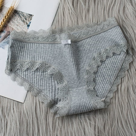 BYHONG Custom Letter Logo Low Waist Striped Tangas No Show Bikini Custom Thongs Women Underwear Panties Cotton Thong Panties for Women Grey XL