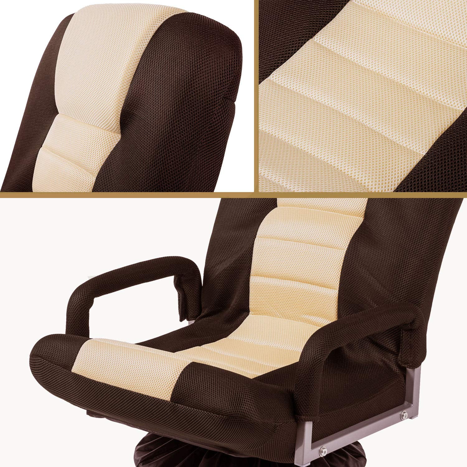 Lowestbest Floor Gaming Chair, Highback Rocking Floor Chair, Foldable Floor Chair for Kids Teens Adults, Brown+Beige Lowestbest Floor Gaming Chair, Highback Rocking Floor Chair, Foldable Floor Chair for Kids Teens Adults, Brown+Beige