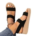 thumbnail image 5 of Rvasteizo Women Casual Shoes Solid Round Toe Open Toe Elastic Strap Thick Sole Wedge Plus Size Layout, 5 of 5