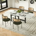 thumbnail image 5 of Farini Upholstered Dining Chair Set of 4, Rattan Backrest Kitchen Chair, Green, 5 of 8