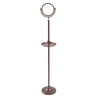 Floor Standing Make-Up Mirror 8-in Diameter with 3X Magnification and Shaving Tray in Antique Copper