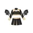 thumbnail image 3 of TiaoBug Kids Girls Cheerleading Outfits Cheer Print Crop Top with Pleated Skirt Black 6, 3 of 5