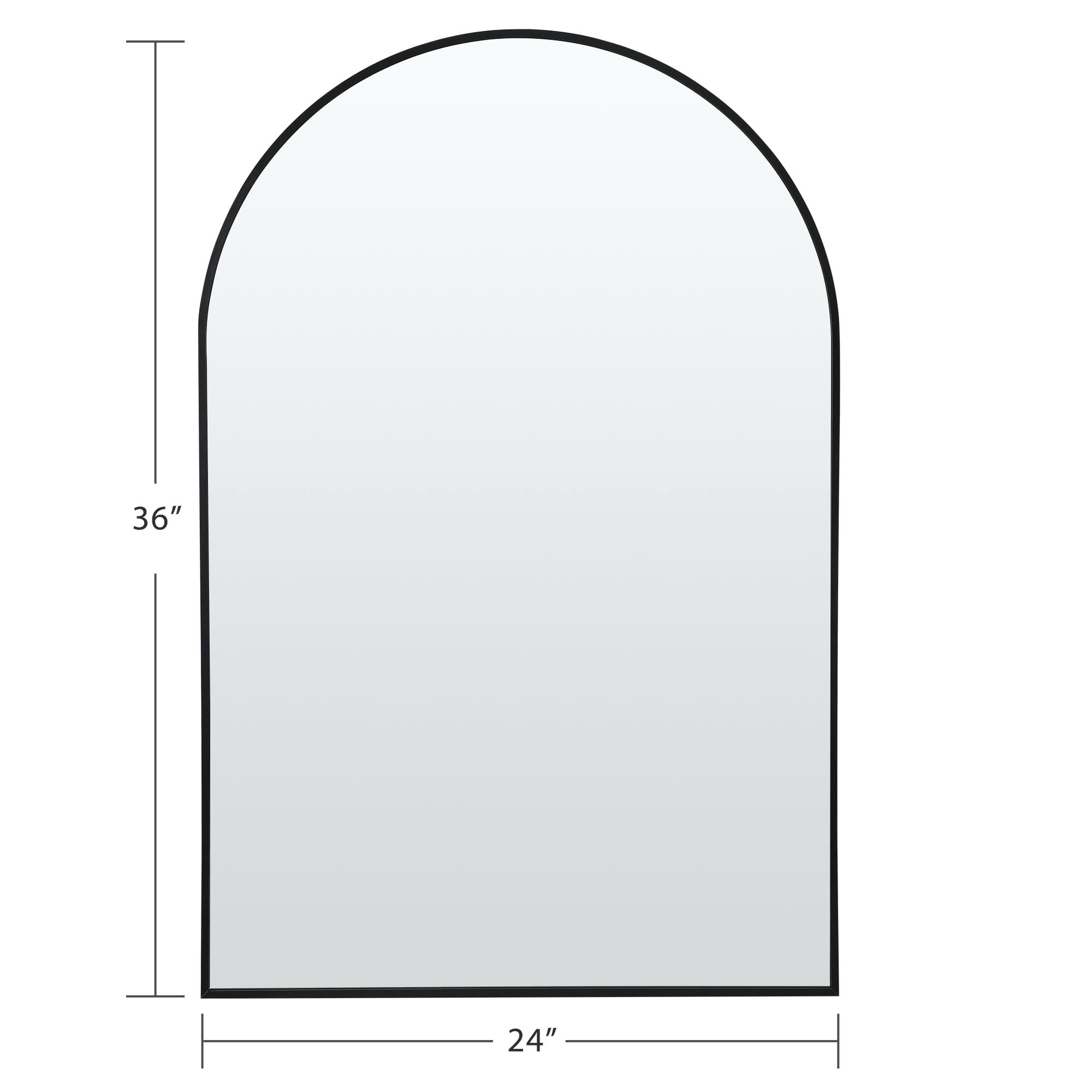 MAYEERTY 36"×24" Black Aluminum Slim-Frame Arched Wall Mirror Classic Design for Any Decor Home