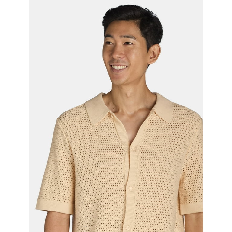 Tribekka 44 Men's Open Knit Button Down Refined Sweater Polo Tribekka 44 Men's Open Knit Button Down Refined Sweater Polo