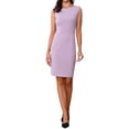 thumbnail image 1 of Vestido de Sheath sin mangas para mujer Inspire Chic, con cuello barco, vestido para el trabajo, color púrpura claro, talla M, 1 of 6