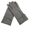thumbnail image 2 of Dyfzdhu Fashion Women Keep Warm Winter Cuff Soft Lining Button Decoration Gloves Grey, 2 of 4