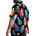 thumbnail image 3 of Easter Men's Short Sleeve Printed Button Down Beach Shirt Casual Summer Unisex Tops with Spread Collar, 3 of 6