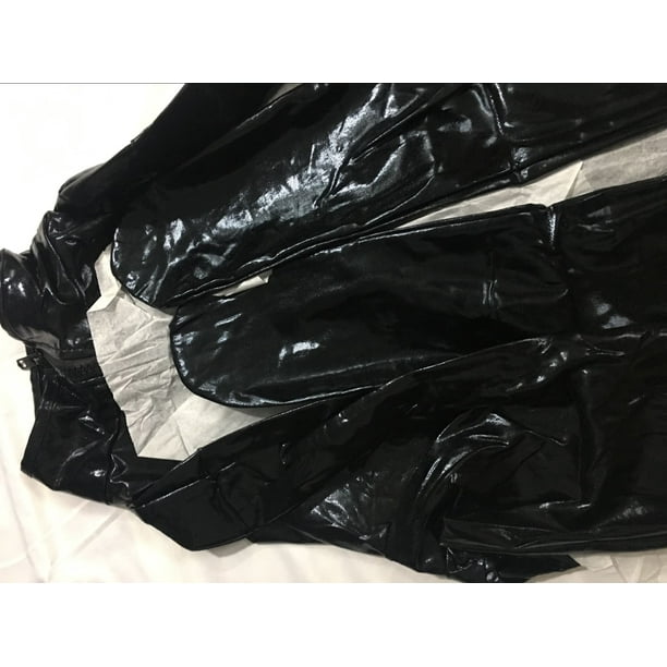 Sexy Women PVC Leather Catsuit Open Breasts Bodysuit Jumpsuit Wet