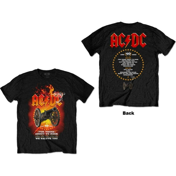 AC/DC Unisex T-Shirt FTATR 40th Flaming (Back Print) (Small)