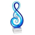 thumbnail image 1 of Elegant and Modern Murano Style Art Glass Colorful Centerpiece for Home Decor - Blue Clef, 11 Inches, 1 of 2