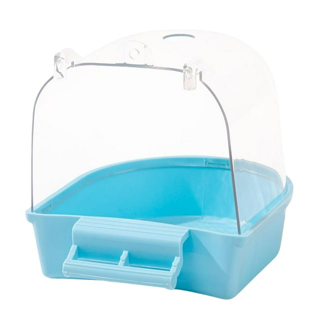 Milaget Pet Bird Bath Box Bathing Tub Bath Box Shower Caged Parrot Bathing Tub for Small Blue