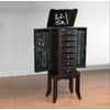 1PerfectChoice Teresa Jewelry Armoire Storage Cabinet Drawers With Flip Top Mirror Java Finish
