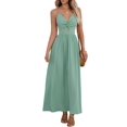 thumbnail image 1 of Vestido largo CUPSHE con cuello en V sin mangas y tirantes ajustables, color menta, 1 of 8