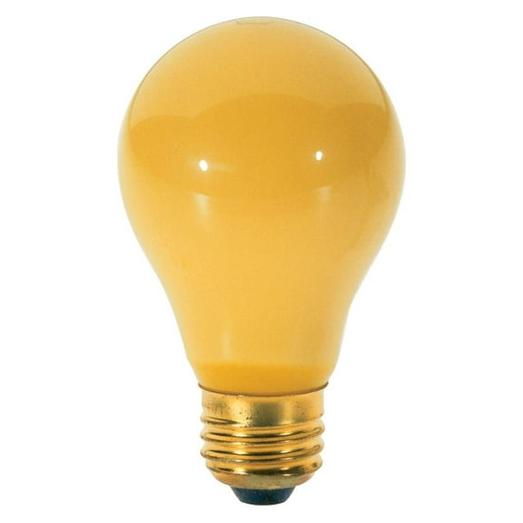 Satco 100A/Bug Incandescent General Service, 100W E26 A19, Yellow Bulb [Pack of 24]