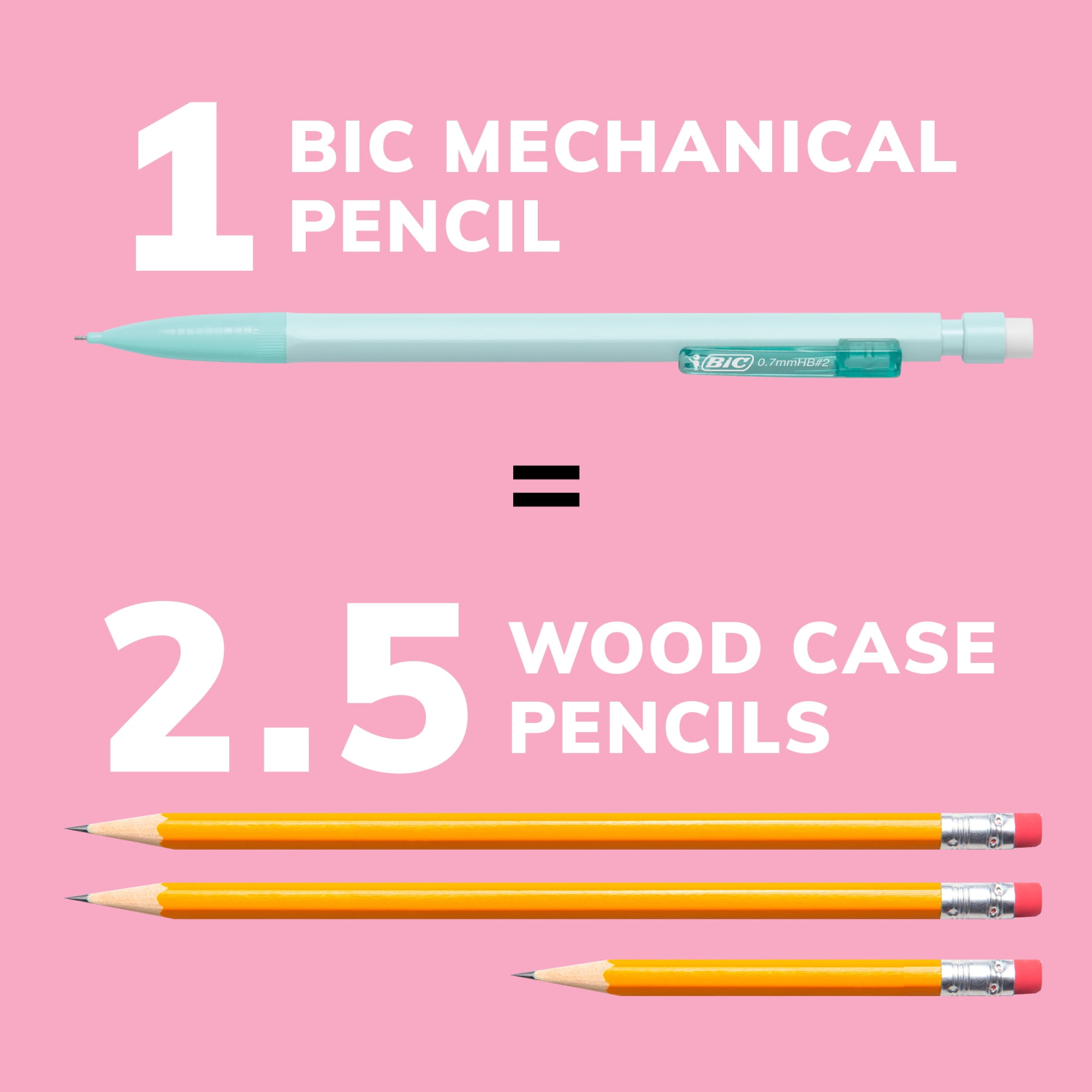 BIC Xtra Smooth Pastel Mechanical Pencils, No. 2, Back to School, 0.7 mm, 24-Count