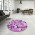 thumbnail image 4 of Ahgly Tapis Rond Lavable en Machine Intérieur Transitionnel Orchidée Violet, 5 Pieds Rond, 4 of 7
