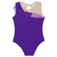 thumbnail image 4 of Miutii Kids Girls Dance Leotards Gymnastics Bodysuit One Piece Practice Unitards Athletic Jumpsuit Purple 8, 4 of 5