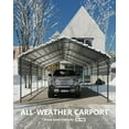 thumbnail image 3 of 12x20 FT Heavy Permanent Metal Carport, Reinforced Frame and Steel Roof for All-Weather Use, Shelter for Bass Boats, Full-Sized Pickup Trucks, and Tractors, 3 of 6
