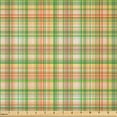 thumbnail image 2 of Ambesonne Salmon Fabric by the Yard Microfiber, Checkered Plaid Tartan Retro, 3 Yards, Reseda Green Peach Cream, 2 of 2