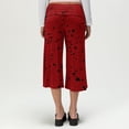 thumbnail image 7 of Cropped Pants Womens Casual Wide Leg Low Rise Fold Over Stretch Gaucho Pants for Summer Sweatpants Beach Holiday Streetwear Deep Red L, 7 of 7