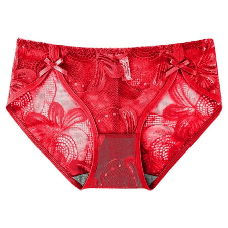 

Youmylove Women Underwear Lace Breathable Thongs Comfortable Female Intimates Red Transparent Lingerie Briefs Underpants 1PC Bragas De Mujer