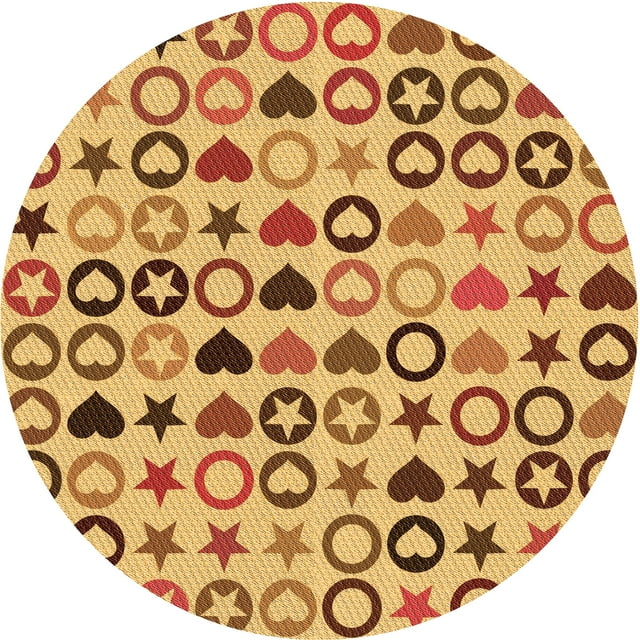 Ahgly Tapis Rond Lavable en Machine Intérieur Transitionnel Or Jaune Vif, 4 Pieds Rond