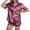 Blossoming Rose, variant on Womens Silk Satin Pajamas Short Sleeve Loungewear Two-Piece Sleepwear Button-Down Pj Set