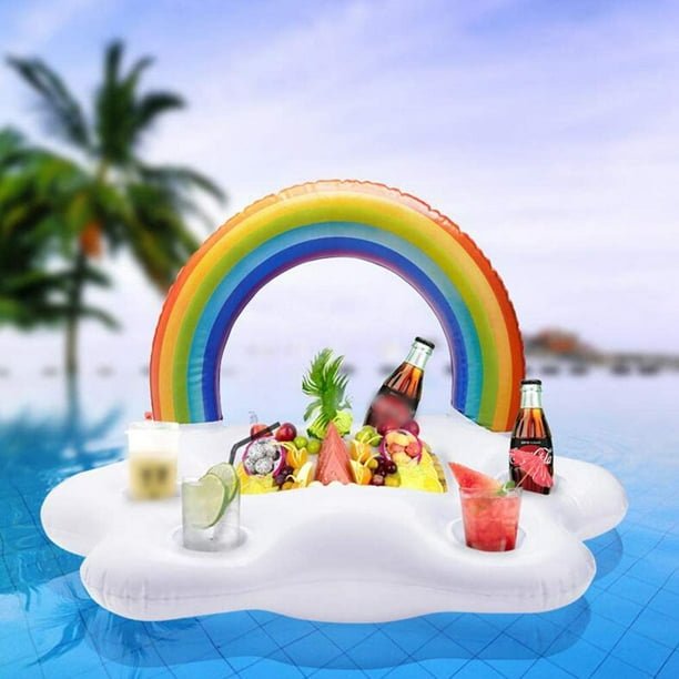 Porte-gobelet géant gonflable arc-en-ciel nuage, flotteur accessoire de bar  de luxe, parfait pour une fête d'été à la piscine 