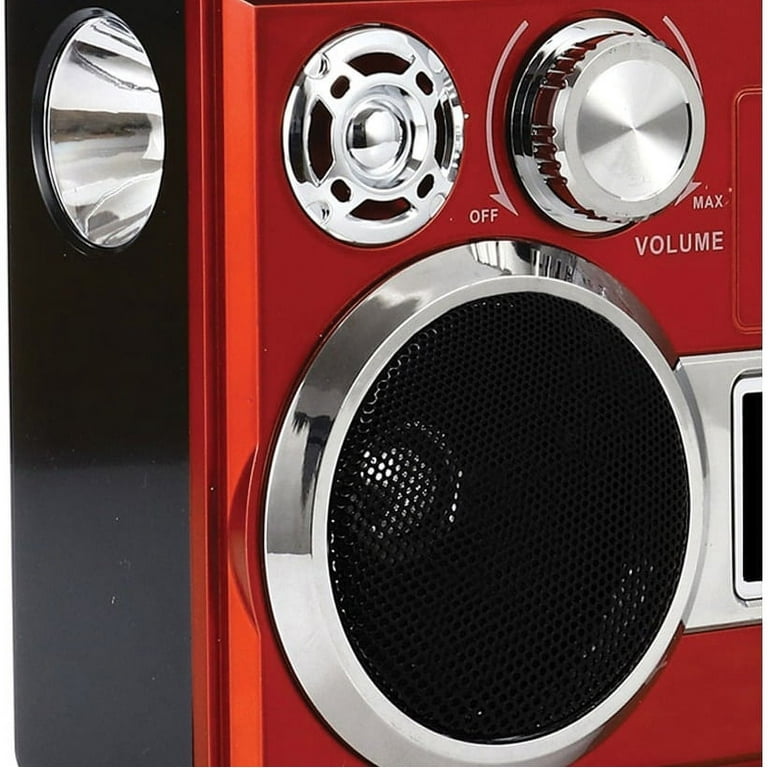 Supersonic SC-1097BT-RED Portable AM/FM 3-Band Rechargeable