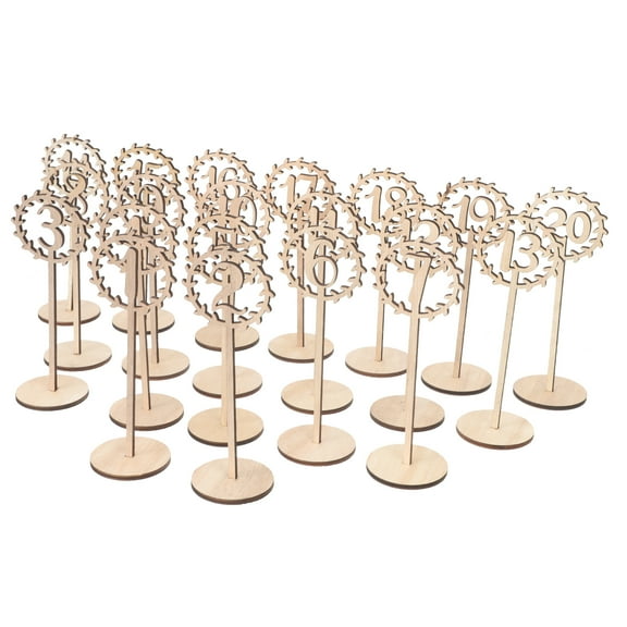 Wood Table Numbers Sign for Wedding Banquets and Events 20 Pieces Standing Signs Assorted Color