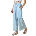 thumbnail image 4 of INSPIRE CHIC Casual Striped Pants for Women's Wide Legs Elastic Waist Drawstring Palazzo Lounge Pants XL Light Blue, 4 of 6